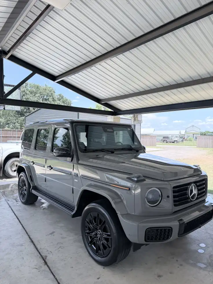 Glossy gray Mercedes G-Class after machine paint correction and detail in Kaufman County, TX